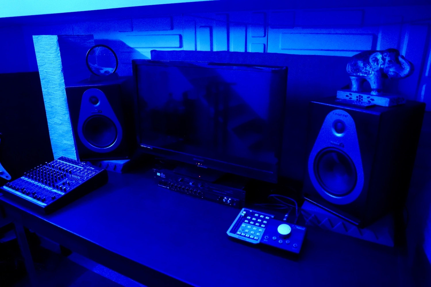 Studio Desk With Interface and Speakers